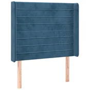 Vidaxl Vzglavje z ušesi temno modro 83x16x118/128 cm žamet