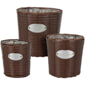 ProGarden Lonec za rože KO-430001140 Wicker flower pot set of 3 FLOWERS GARDEN 24/20/18 cm brown