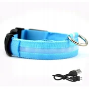 shumee LED vodoodporna ovratnica za pse z USB kablom, MODRA XL 52-60 cm