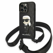 Karl Lagerfeld iphone 14 pro max 6,7 black/black hardcase monogram ikonik patch