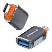 OTG adapter Techsuit SlateVolt A9 USB-A v USB-C 5Gbps, 6A, 120W - oranžen