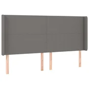 Vidaxl Vzglavje z ušesi temno sivo 203x16x118/128 cm blago