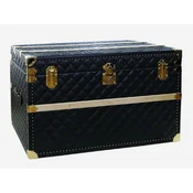 Casa Padrino luxury genuine leather suitcase black / gold 100 cm - Made in Italy