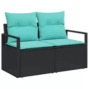 vidaXL vidaXL Kavčna garnitura 9 pcs Črna in turkizna poli ratan, (5000137992)