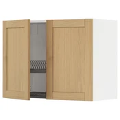 METOD Viseča omarica+odcejalnik/2 vrata, bela/Forsbacka hrast, 80x60 cm