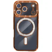AVIZAR Ovitek za iPhone 17 Pro Max, združljiv z MagSafe, z okrasnim obrisom iz strasa, Oranžna, (5000190633)