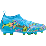 PUMA FUTURE 9 MATCH ADVANCED LEVEL FG/AG Football Boots Youth, Age, White/Blue Glimmer/Pink Glimmer, 34.5