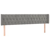 Vidaxl Vzglavje z ušesi svetlo sivo 203x16x78/88 cm žamet