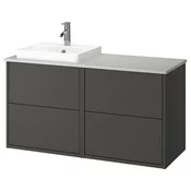 HAVBÄCK / ORRSJÖN Postolje umiv/umiv/slavina, tamnosiva/siva im. kamena, 122x49x71 cm