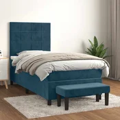 Box spring postelja z vzmetnico temno modra 80x200 cm žamet