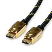 ROLINE Roline DisplayPort priključni kabel DisplayPort  vtič\, DisplayPort  vtič 3.00 m črna/zlata 11.04.5922 zaščiten DisplayPort kabel, (20419353)