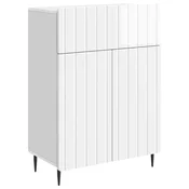 Vidaxl Strani šal Bela visok sijaj 66 x 34,5 x 92 cm Inženirski les