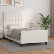 shumee vidaXL Posteljni okvir z vzglavjem bel 100x200 cm umetno usnje