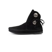 Minnetonka Gležnarji Two Button črna/srebrna