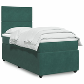 vidaXL vidaXL Box spring postelja z vzmetnico temno zelena 100x200 cm žamet, (21308169)