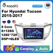 Podofo Car Android CarPlay Radio Multimedia Player For Hyundai Tucson 2015-2017 2 Din Autoradio Video AI Voice GPS Navi 4G WiFi