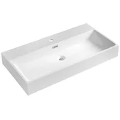 Umivalnik AQUATIC, iz litega marmorja, 90x46cm, bel - Bela - 90x12x46 cm - Sapho - 24 - Liti marmor - Pravokotnik - 900 - 120 - 460 - 14