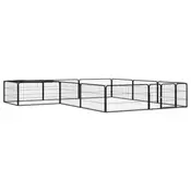 Ograda za pse s 12 panela crna 100 x 50 cm celik obložen prahom