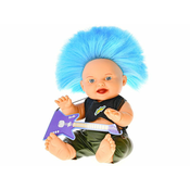 Lutka 23 cm s plavom punk frizurom i gitarom