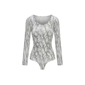 cfab Oblikovanje postave Bodysuit Sculpting Shapewear Longsleeve mit String off-bela