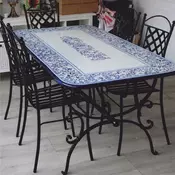 Casa Padrino Luxury Art Nouveau Garden Furniture Set Blue/White/Black - Made in Italy