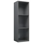 Vidaxl Knjižna/TV omara visok sijaj siva 36x30x114 cm iverna plošča