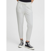 ICHI Hlače iz tkanine 20104757 Bela Slim Fit