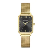 Régler Analogna ura Élégance Gold Mesh - Black zlata/črna
