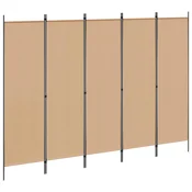 Vidaxl 5-panelni pregradni zid Bež 250 x 180 cm Blago