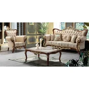 Casa Padrino luxury baroque living room set beige/brown/gold - 1 Baroque Sofa with Pattern & 2 Baroque Armchairs with Pattern & 1 Baroque Coffee Table - Baroque living room furniture