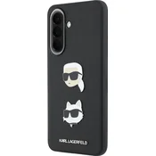 Karl Lagerfeld Originalen ovitek Samsung Galaxy A57 - Heads Pins in Logo, Saffiano - črna zaščita - KLHCSA57PSFDHPOK