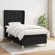 vidaXL Box spring postelja z vzmetnico črna 90x200 cm blago