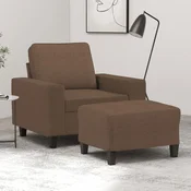 shumee vidaXL Fotelj s stolčkom za noge rjav 60 cm blago