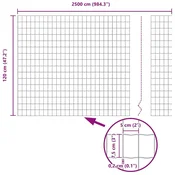 Vidaxl Varjena žična ograja s konicami 25 x 1,2 m (Š x V)