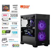 MEGA Računalnik MEGA MT S7X R7-5700X/RTX5070/32GB/1TB-4.0/750W/Brez OS/črna RGB + Estetski napajalni kabli [Vijolična/Črna], (22097681)