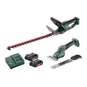 METABO Vrtni set HS 18 LTX 55 Škarje za živo mejo + SGS 18 LTX Q strižnik/škarje za travo + Baterijski set 2x2,0Ah 18V, polnilec SC 30