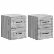 vidaXL Stenski nočni omarici 2 pcs Siva Sonoma 34,5 x 33 x 40 cm