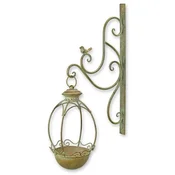 Casa Padrino Art Nouveau Wall Bird Bath Green/Rust 18.5 x H. 61 cm - Metal Wall Bird Bath - Garden & Terrace Decoration Accessories - Baroque & Art Nouveau Decoration Accessories