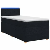 vidaXL Postelja boxspring z vzmetnico Črna 100 x 200 cm Blago