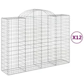 Vidaxl Obokane gabion košare 12kosi 200x50x140/160 cm pocinkano železo