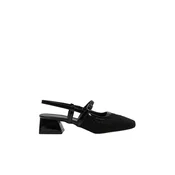 Trendyol Black Tweed Block Heel Square Toe Mary Jane Classic Heeled Shoes TAXSS25TO00023