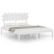 Vidaxl Posteljni okvir bel 160x200 cm iz trdnega lesa