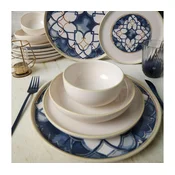 Jedilni set 24 kosov bela/modra/keramika