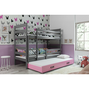 Krevet na kat Eryk s dodatnim ležajem - 90x200 cm - graphite/roza