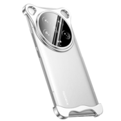 Minimalističen ovitek Naked Metal z alu zaščito robov in steklom za zadnje kamere za Xiaomi 14 Ultra - titanium silver