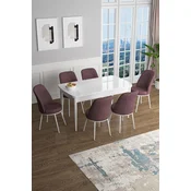 Hanah Home Set Trpezarijski sto i 6 stolica Han, Prljavo roze