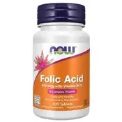 NOW Foods - Folna kislina 800 mcg z vitaminom B-12, 100 tablet