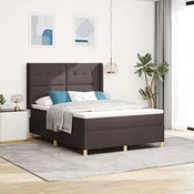 vidaXL vidaXL Box Spring postelja z vzmetnico in LED temno rjava 140x190 cm tkanina, (22049574)