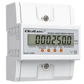 Qoltec Trifazni elektronski števec | Števec porabe energije za DIN letev | 400 V | 100 A | LCD | 4P
