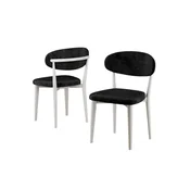 Hanah Home set trpezarijskih stolica Onex 6 kom, crna bukle tkanina, bele drvene noge